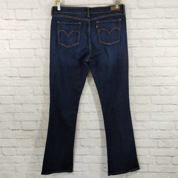 L Levi's Women Demi Curve Dark Blue Wash Mid Rise Boot Bootcut Denim Jeans 16 33 - Picture 6 of 11